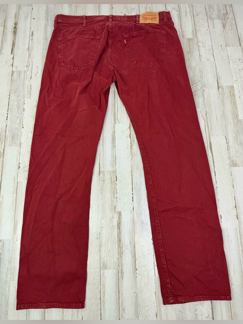 Levis 501 Pants Jeans Men 36x32 Denim Stretch Red Straight